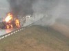 На объездной у Симферополя сгорел бензовоз (фото+видео)