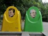 В Симферополе портретами Януковича и Азарова украсили мусорки