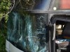 В Крыму автобус с россиянами врезался в легковушку, вылетел в лесополосу и свалил столб (фото+видео)
