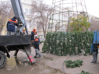 Начали установку главной елки Феодосии